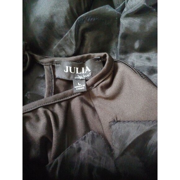 Black Wavy Ruffle Flounce Goth Witchy Mesh Edgy Crop Trendy Rocker Top L Julia - Picture 10 of 11